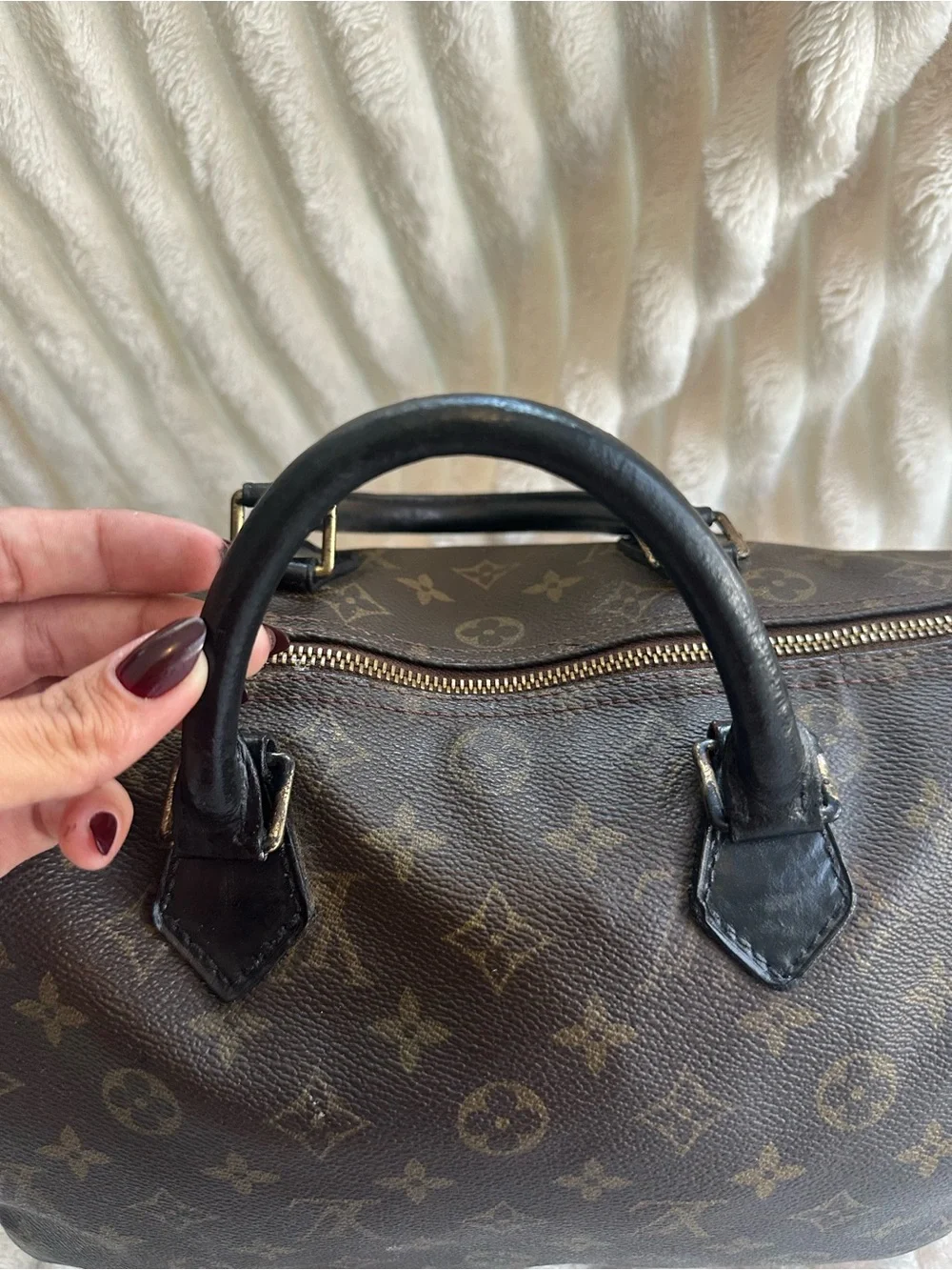 Louis Vuitton Speedy 30 Hand-Painted Black Handles & Piping
